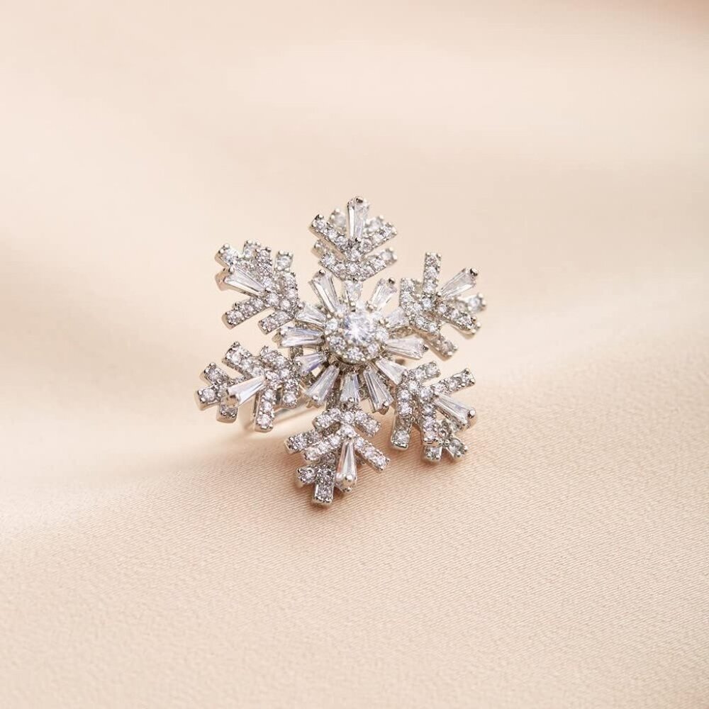 Snowflake Rings, Funny Rotatable Snowflake Adjustable Big Ring Fidget Rings for - Picture 4 of 6